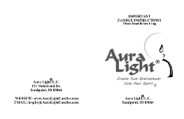 Aura Light, L.C. original version of front/back candle safety card printed by Spud Press