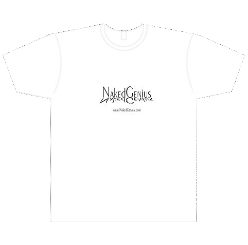 Naked Genius White T-Shirt by professional graphic artist DLKeur