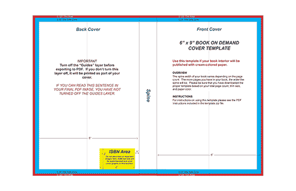 book cover template for 6x9 Create Space book with cream pages.